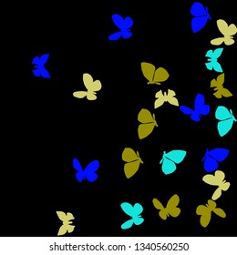 Summer Background with Colorful Butterflies. Simple Feminine Pattern for Card, Invitation, Print. Trendy Decoration with Beautiful Butterfly Silhouettes. Vector Background with Moth
