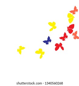 Summer Background with Colorful Butterflies. Simple Feminine Pattern for Card, Invitation, Print. Trendy Decoration with Beautiful Butterfly Silhouettes. Vector Background with Moth
