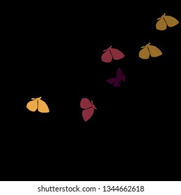 Summer Background with Colorful Butterflies. Simple Feminine Pattern for Card, Invitation, Print. Trendy Decoration with Beautiful Butterfly Silhouettes. Vector Background with Moth
