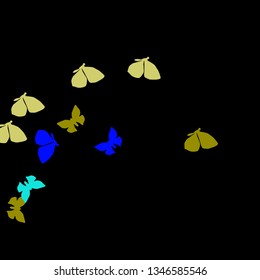 Summer Background with Colorful Butterflies. Simple Feminine Pattern for Card, Invitation, Print. Trendy Decoration with Beautiful Butterfly Silhouettes. Vector Background with Moth

