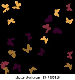 Summer Background with Colorful Butterflies. Simple Feminine Pattern for Card, Invitation, Print. Trendy Decoration with Beautiful Butterfly Silhouettes. Vector Background with Moth
