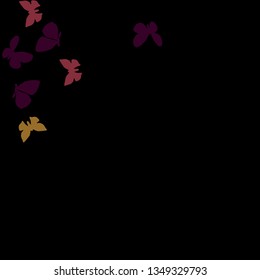 Summer Background with Colorful Butterflies. Simple Feminine Pattern for Card, Invitation, Print. Trendy Decoration with Beautiful Butterfly Silhouettes. Vector Background with Moth
