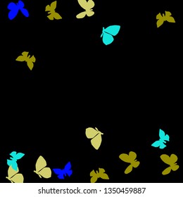 Summer Background with Colorful Butterflies. Simple Feminine Pattern for Card, Invitation, Print. Trendy Decoration with Beautiful Butterfly Silhouettes. Vector Background with Moth

