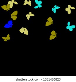 Summer Background with Colorful Butterflies. Simple Feminine Pattern for Card, Invitation, Print. Trendy Decoration with Beautiful Butterfly Silhouettes. Vector Background with Moth
