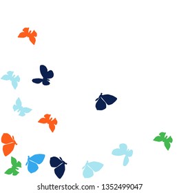 Summer Background with Colorful Butterflies. Simple Feminine Pattern for Card, Invitation, Print. Trendy Decoration with Beautiful Butterfly Silhouettes. Vector Background with Moth
