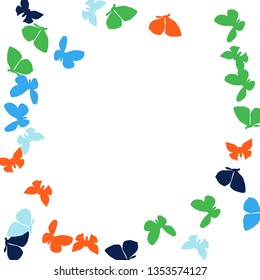 Summer Background with Colorful Butterflies. Simple Feminine Pattern for Card, Invitation, Print. Trendy Decoration with Beautiful Butterfly Silhouettes. Vector Background with Moth
