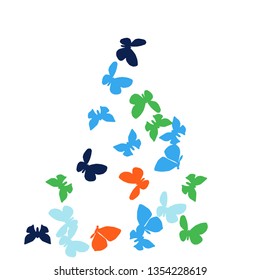 Summer Background with Colorful Butterflies. Simple Feminine Pattern for Card, Invitation, Print. Trendy Decoration with Beautiful Butterfly Silhouettes. Vector Background with Moth
