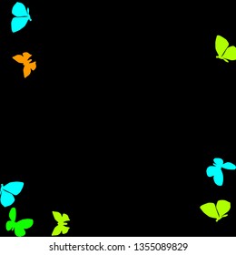 Summer Background with Colorful Butterflies. Simple Feminine Pattern for Card, Invitation, Print. Trendy Decoration with Beautiful Butterfly Silhouettes. Vector Background with Moth
