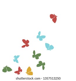 Summer Background with Colorful Butterflies. Simple Feminine Pattern for Card, Invitation, Print. Trendy Decoration with Beautiful Butterfly Silhouettes. Vector Background with Moth
