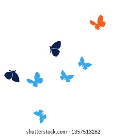 Summer Background with Colorful Butterflies. Simple Feminine Pattern for Card, Invitation, Print. Trendy Decoration with Beautiful Butterfly Silhouettes. Vector Background with Moth
