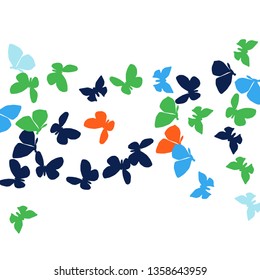 Summer Background with Colorful Butterflies. Simple Feminine Pattern for Card, Invitation, Print. Trendy Decoration with Beautiful Butterfly Silhouettes. Vector Background with Moth
