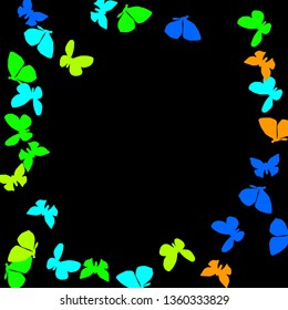 Summer Background with Colorful Butterflies. Simple Feminine Pattern for Card, Invitation, Print. Trendy Decoration with Beautiful Butterfly Silhouettes. Vector Background with Moth
