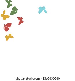 Summer Background with Colorful Butterflies. Simple Feminine Pattern for Card, Invitation, Print. Trendy Decoration with Beautiful Butterfly Silhouettes. Vector Background with Moth
