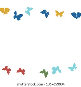 Summer Background with Colorful Butterflies. Simple Feminine Pattern for Card, Invitation, Print. Trendy Decoration with Beautiful Butterfly Silhouettes. Vector Background with Moth
