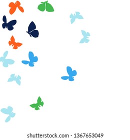 Summer Background with Colorful Butterflies. Simple Feminine Pattern for Card, Invitation, Print. Trendy Decoration with Beautiful Butterfly Silhouettes. Vector Background with Moth
