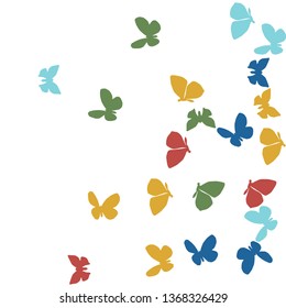 Summer Background with Colorful Butterflies. Simple Feminine Pattern for Card, Invitation, Print. Trendy Decoration with Beautiful Butterfly Silhouettes. Vector Background with Moth