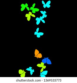 Summer Background with Colorful Butterflies. Simple Feminine Pattern for Card, Invitation, Print. Trendy Decoration with Beautiful Butterfly Silhouettes. Vector Background with Moth