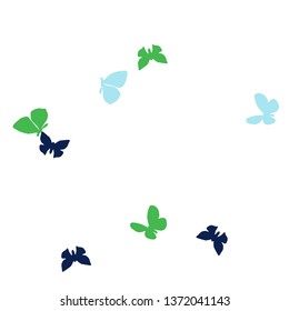 Summer Background with Colorful Butterflies. Simple Feminine Pattern for Card, Invitation, Print. Trendy Decoration with Beautiful Butterfly Silhouettes. Vector Background with Moth