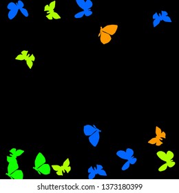 Summer Background with Colorful Butterflies. Simple Feminine Pattern for Card, Invitation, Print. Trendy Decoration with Beautiful Butterfly Silhouettes. Vector Background with Moth