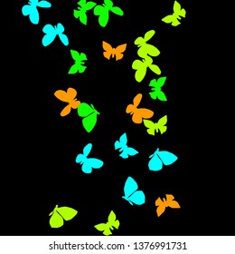 Summer Background with Colorful Butterflies. Simple Feminine Pattern for Card, Invitation, Print. Trendy Decoration with Beautiful Butterfly Silhouettes. Vector Background with Moth