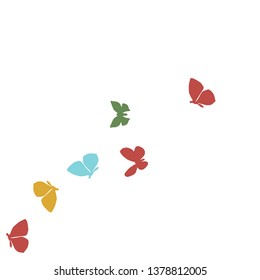 Summer Background with Colorful Butterflies. Simple Feminine Pattern for Card, Invitation, Print. Trendy Decoration with Beautiful Butterfly Silhouettes. Vector Background with Moth