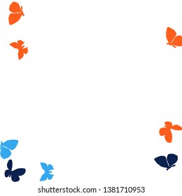 Summer Background with Colorful Butterflies. Simple Feminine Pattern for Card, Invitation, Print. Trendy Decoration with Beautiful Butterfly Silhouettes. Vector Background with Moth