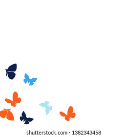 Summer Background with Colorful Butterflies. Simple Feminine Pattern for Card, Invitation, Print. Trendy Decoration with Beautiful Butterfly Silhouettes. Vector Background with Moth