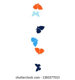 Summer Background with Colorful Butterflies. Simple Feminine Pattern for Card, Invitation, Print. Trendy Decoration with Beautiful Butterfly Silhouettes. Vector Background with Moth