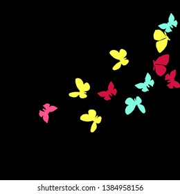 Summer Background with Colorful Butterflies. Simple Feminine Pattern for Card, Invitation, Print. Trendy Decoration with Beautiful Butterfly Silhouettes. Vector Background with Moth