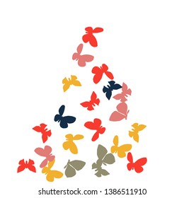 Summer Background with Colorful Butterflies. Simple Feminine Pattern for Card, Invitation, Print. Trendy Decoration with Beautiful Butterfly Silhouettes. Vector Background with Moth