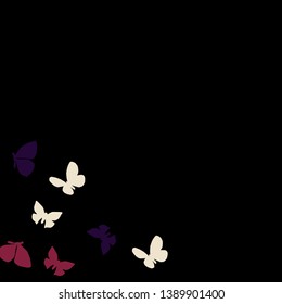 Summer Background with Colorful Butterflies. Simple Feminine Pattern for Card, Invitation, Print. Trendy Decoration with Beautiful Butterfly Silhouettes. Vector Background with Moth