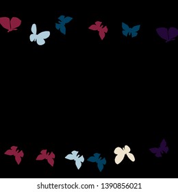 Summer Background with Colorful Butterflies. Simple Feminine Pattern for Card, Invitation, Print. Trendy Decoration with Beautiful Butterfly Silhouettes. Vector Background with Moth