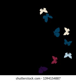 Summer Background with Colorful Butterflies. Simple Feminine Pattern for Card, Invitation, Print. Trendy Decoration with Beautiful Butterfly Silhouettes. Vector Background with Moth
