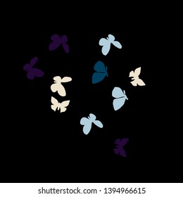 Summer Background with Colorful Butterflies. Simple Feminine Pattern for Card, Invitation, Print. Trendy Decoration with Beautiful Butterfly Silhouettes. Vector Background with Moth
