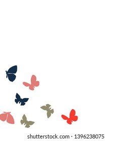 Summer Background with Colorful Butterflies. Simple Feminine Pattern for Card, Invitation, Print. Trendy Decoration with Beautiful Butterfly Silhouettes. Vector Background with Moth
