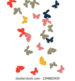 Summer Background with Colorful Butterflies. Simple Feminine Pattern for Card, Invitation, Print. Trendy Decoration with Beautiful Butterfly Silhouettes. Vector Background with Moth
