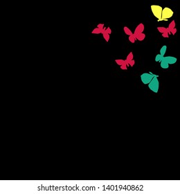 Summer Background with Colorful Butterflies. Simple Feminine Pattern for Card, Invitation, Print. Trendy Decoration with Beautiful Butterfly Silhouettes. Vector Background with Moth
