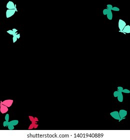 Summer Background with Colorful Butterflies. Simple Feminine Pattern for Card, Invitation, Print. Trendy Decoration with Beautiful Butterfly Silhouettes. Vector Background with Moth

