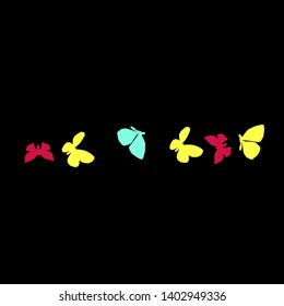 Summer Background with Colorful Butterflies. Simple Feminine Pattern for Card, Invitation, Print. Trendy Decoration with Beautiful Butterfly Silhouettes. Vector Background with Moth
