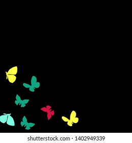 Summer Background with Colorful Butterflies. Simple Feminine Pattern for Card, Invitation, Print. Trendy Decoration with Beautiful Butterfly Silhouettes. Vector Background with Moth
