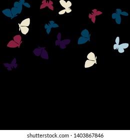 Summer Background with Colorful Butterflies. Simple Feminine Pattern for Card, Invitation, Print. Trendy Decoration with Beautiful Butterfly Silhouettes. Vector Background with Moth
