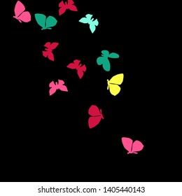 Summer Background with Colorful Butterflies. Simple Feminine Pattern for Card, Invitation, Print. Trendy Decoration with Beautiful Butterfly Silhouettes. Vector Background with Moth
