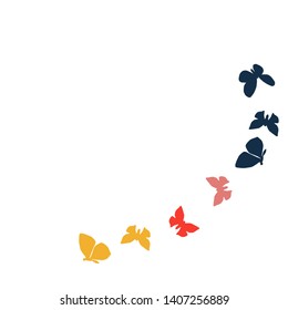 Summer Background with Colorful Butterflies. Simple Feminine Pattern for Card, Invitation, Print. Trendy Decoration with Beautiful Butterfly Silhouettes. Vector Background with Moth
