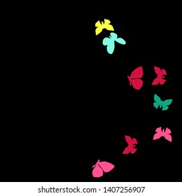 Summer Background with Colorful Butterflies. Simple Feminine Pattern for Card, Invitation, Print. Trendy Decoration with Beautiful Butterfly Silhouettes. Vector Background with Moth
