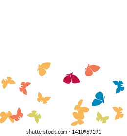 Summer Background with Colorful Butterflies. Simple Feminine Pattern for Card, Invitation, Print. Trendy Decoration with Beautiful Butterfly Silhouettes. Vector Background with Moth
