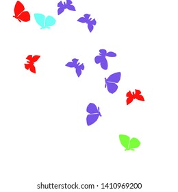 Summer Background with Colorful Butterflies. Simple Feminine Pattern for Card, Invitation, Print. Trendy Decoration with Beautiful Butterfly Silhouettes. Vector Background with Moth
