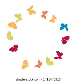 Summer Background with Colorful Butterflies. Simple Feminine Pattern for Card, Invitation, Print. Trendy Decoration with Beautiful Butterfly Silhouettes. Vector Background with Moth
