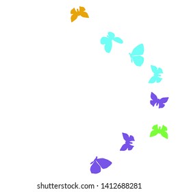 Summer Background with Colorful Butterflies. Simple Feminine Pattern for Card, Invitation, Print. Trendy Decoration with Beautiful Butterfly Silhouettes. Vector Background with Moth
