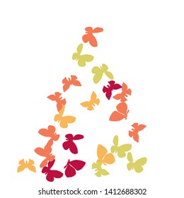 Summer Background with Colorful Butterflies. Simple Feminine Pattern for Card, Invitation, Print. Trendy Decoration with Beautiful Butterfly Silhouettes. Vector Background with Moth
