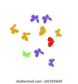 Summer Background with Colorful Butterflies. Simple Feminine Pattern for Card, Invitation, Print. Trendy Decoration with Beautiful Butterfly Silhouettes. Vector Background with Moth
